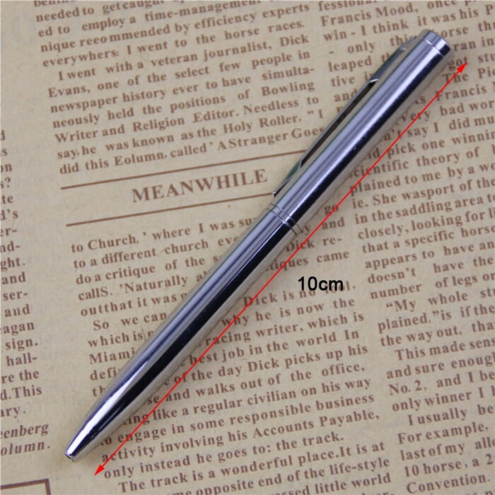 1Pcs Mini Bright Metal Silvery Ballpoint Pen Small Ballpoint Pen Mini Pens Bulk 4 Inch Short Small Pens Wallet Pen Tiny Pen Ink Ballpoint Pens for Notebook Pockets Signature Notepads School Office - Image 4