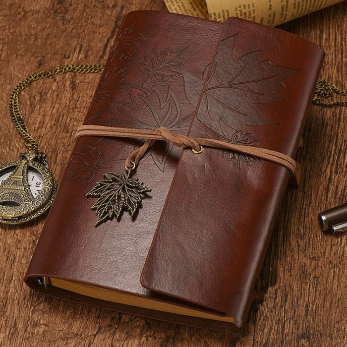 Vintage Travel PU Leather Notebook Leather Writing Journal Notebook 1pcs Quality Paper No Lines Thick and Smooth to Write in A5/A6/A7 Refillable Notebook Retro Pendants Classic Embossed
