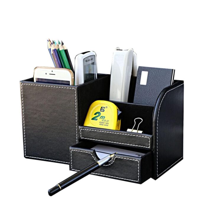 4 Grids Small Classic Leather Desk Organizer - Image 3