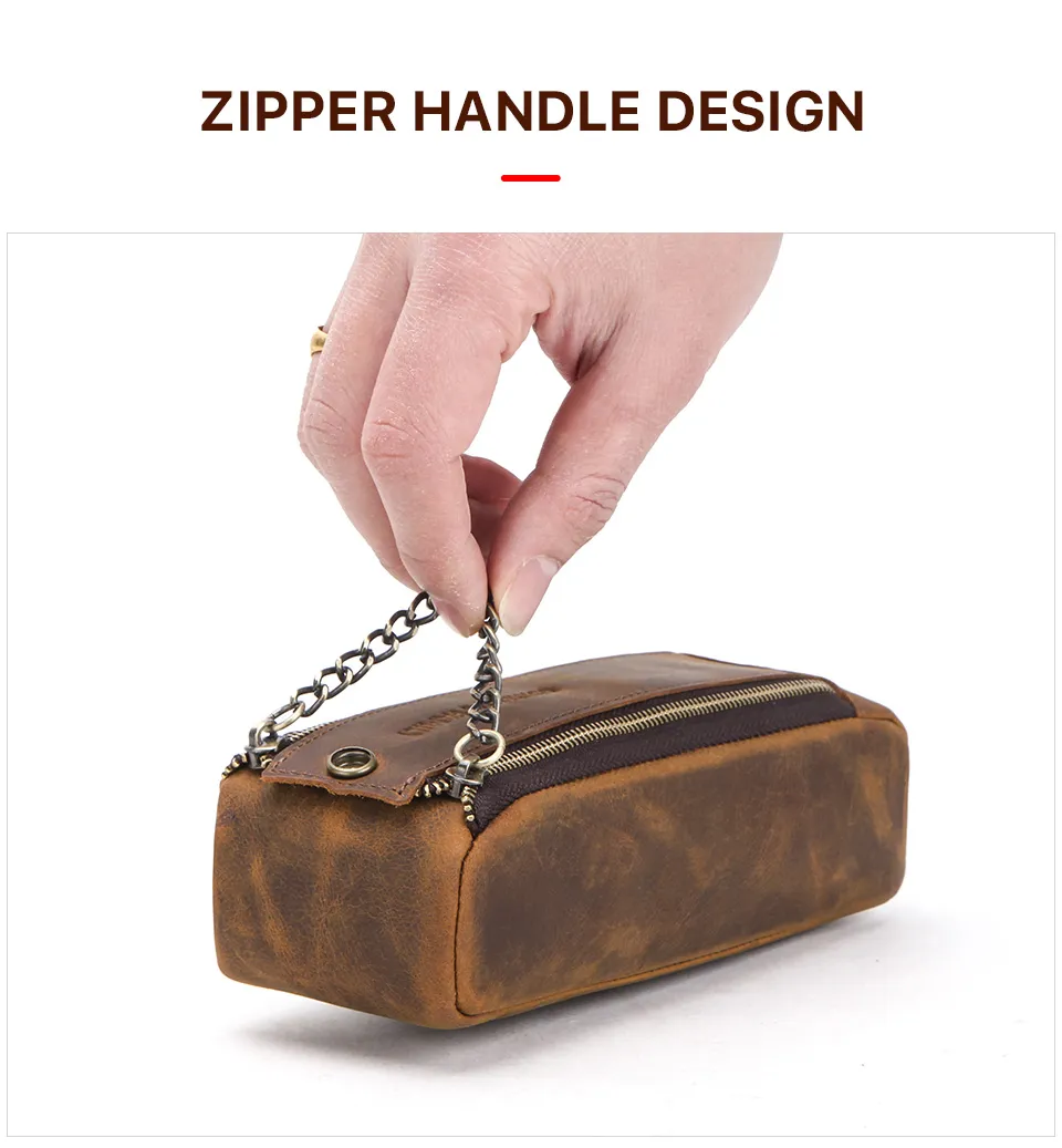 Genuine Leather Zipper Pencil Case Genuine Leather Zipper Pencil Case