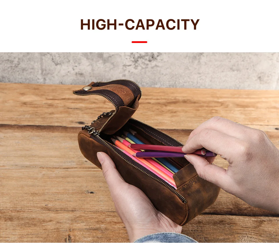 Genuine Leather Zipper Pencil Case Genuine Leather Zipper Pencil Case