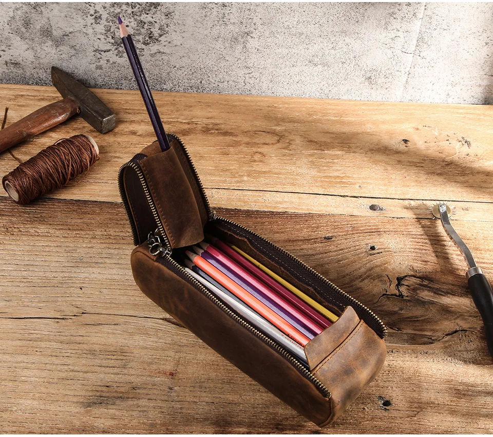 Genuine Leather Zipper Pencil Case Genuine Leather Zipper Pencil Case