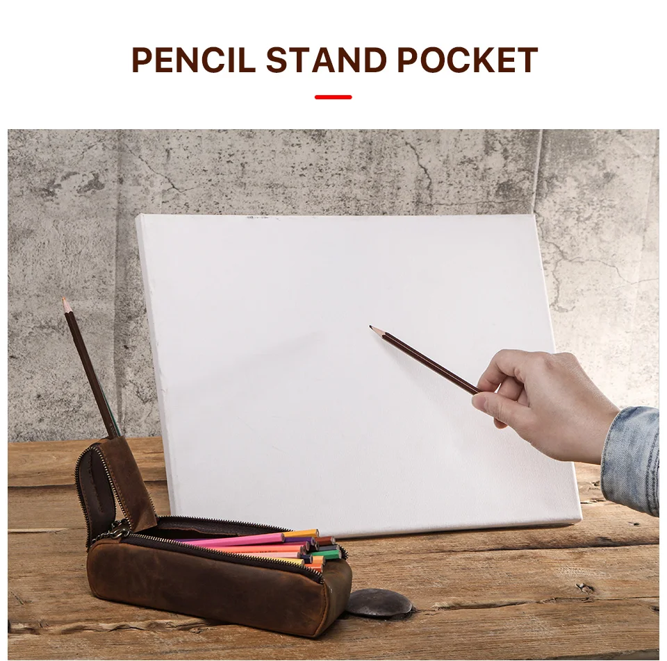 Genuine Leather Zipper Pencil Case Genuine Leather Zipper Pencil Case