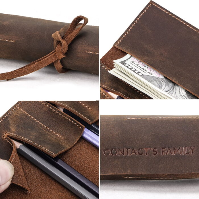 4layer Genuine Leather Retro Pen Cases - Image 5