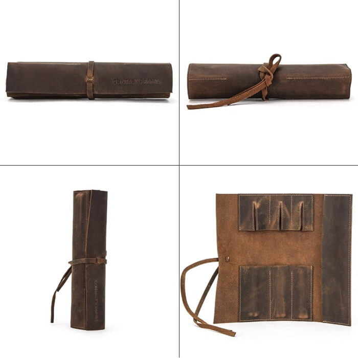 4layer Genuine Leather Retro Pen Cases - Image 4