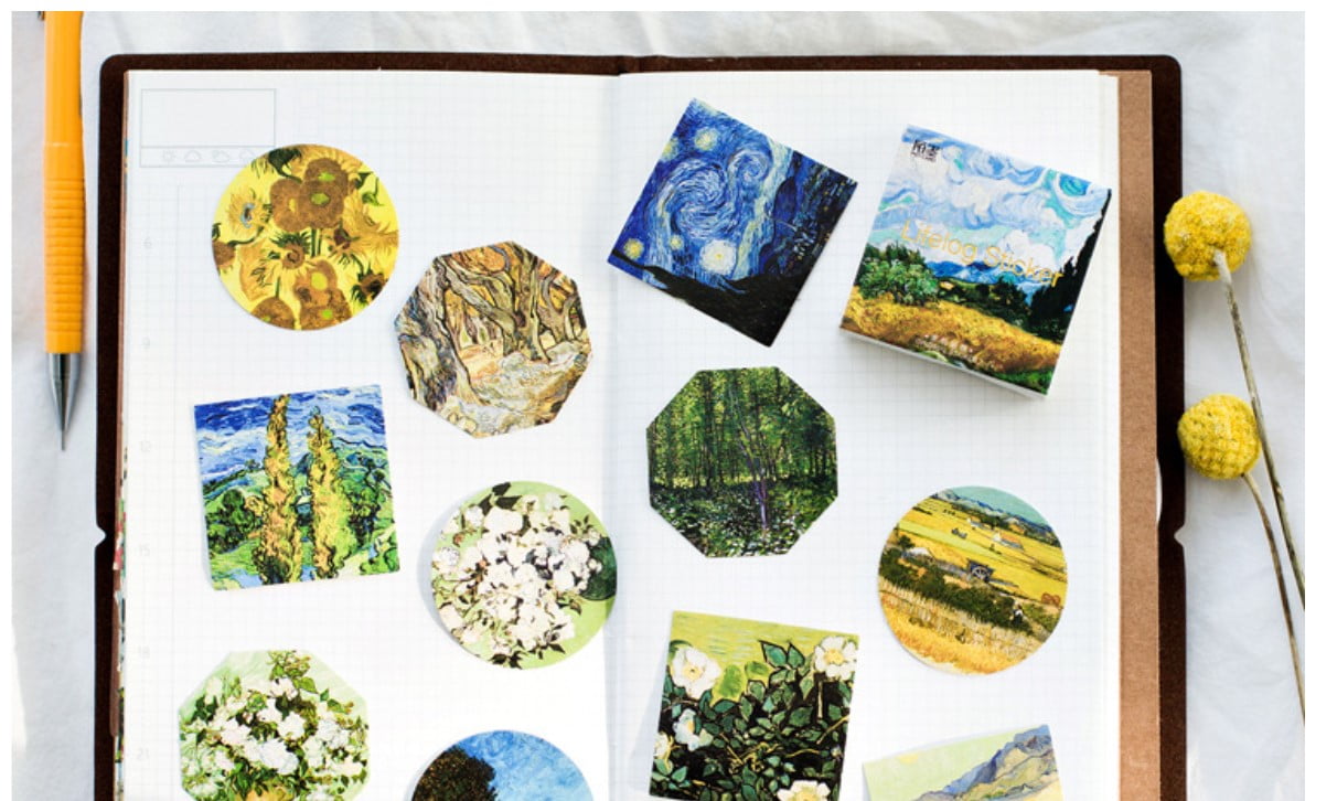 Van Gogh Painting Stickers 45 Pcs Set
